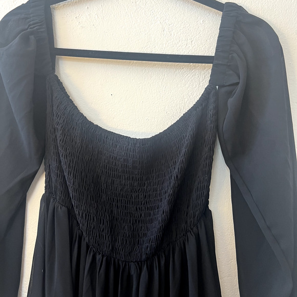 NASTY GAL "Sheer At The Beach" Cover-Up Black Maxi Dress Off Shoudler Women's 4 - Picture 5 of 10